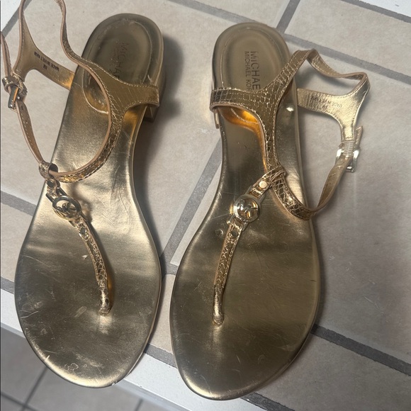Michael Kors Shiny Gold Women's Sandals - Picture 1 of 3